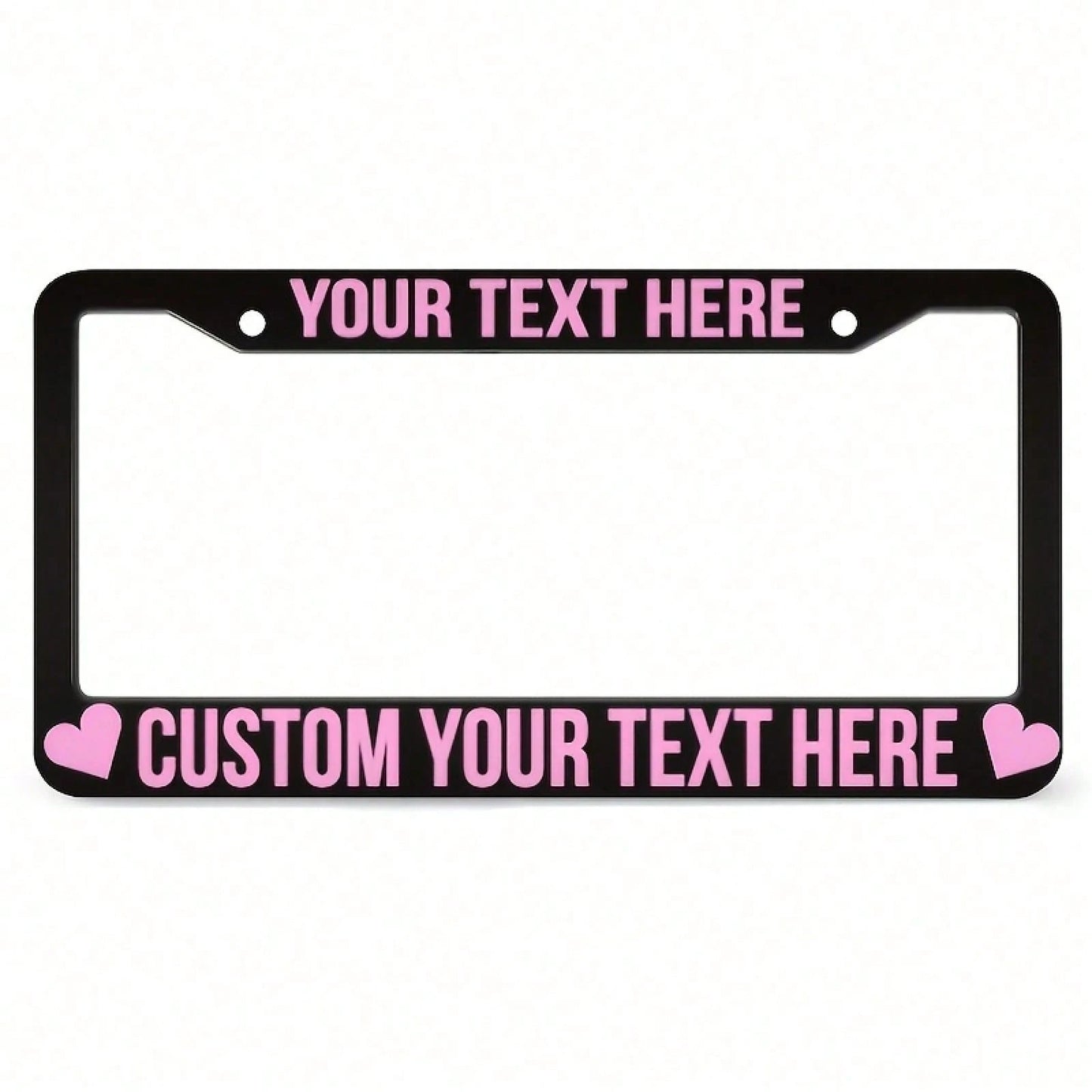1PC Personalized License Plate Frame, Pink Heart-Shaped Design, Made Of, Protects Your Car's License Plate, Car Decoration Accessory, Size 12x6inch.For Decorative Purposes Only