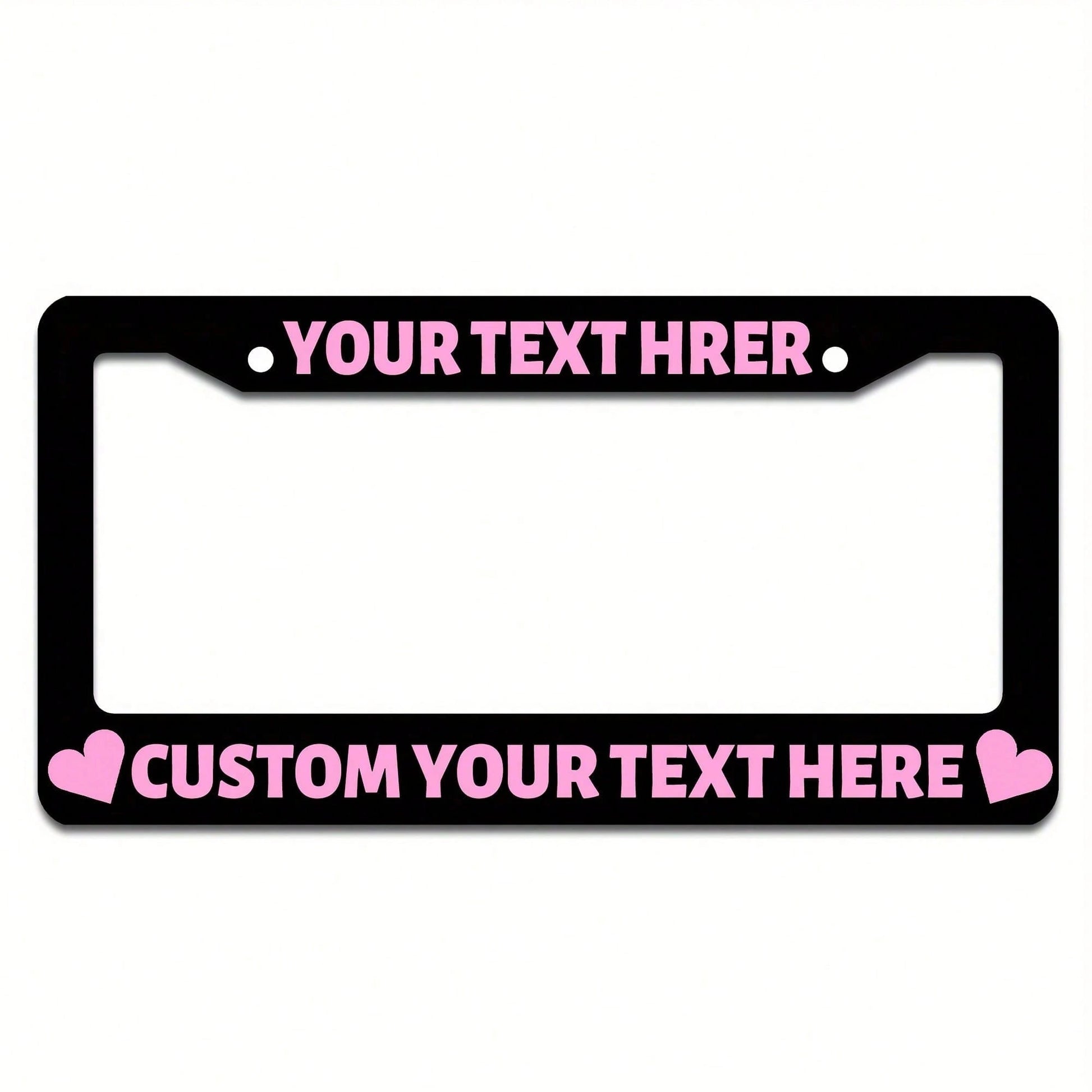 1PC Personalized License Plate Frame, Pink Heart-Shaped Design, Made Of, Protects Your Car's License Plate, Car Decoration Accessory, Size 12x6inch.For Decorative Purposes Only