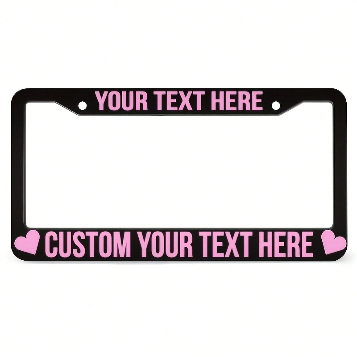 1PC Personalized License Plate Frame, Pink Heart-Shaped Design, Made Of, Protects Your Car's License Plate, Car Decoration Accessory, Size 12x6inch.For Decorative Purposes Only