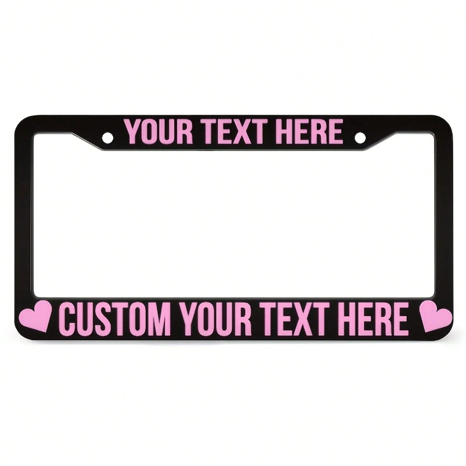 1PC Personalized License Plate Frame, Pink Heart-Shaped Design, Made Of, Protects Your Car's License Plate, Car Decoration Accessory, Size 12x6inch.For Decorative Purposes Only