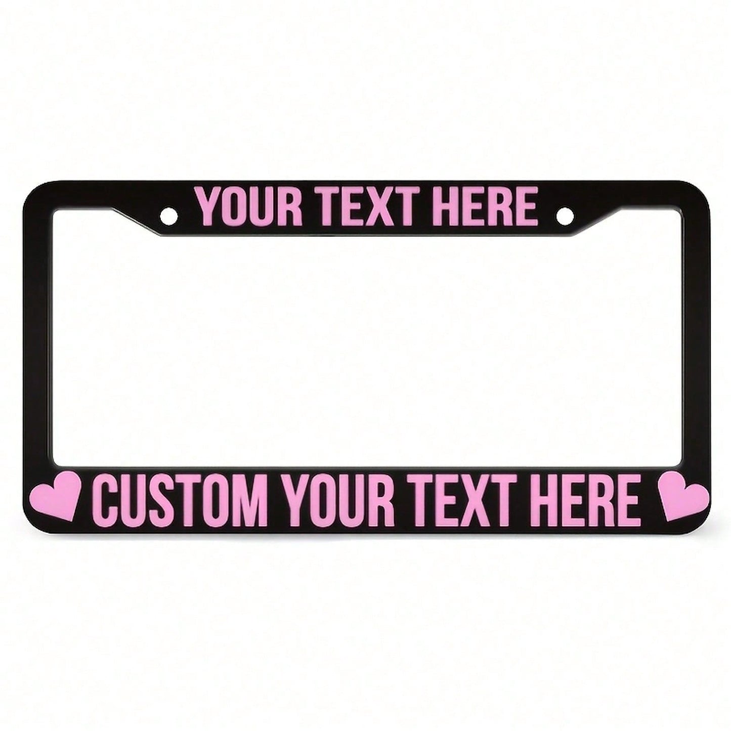 1PC Personalized License Plate Frame, Pink Heart-Shaped Design, Made Of, Protects Your Car's License Plate, Car Decoration Accessory, Size 12x6inch.For Decorative Purposes Only