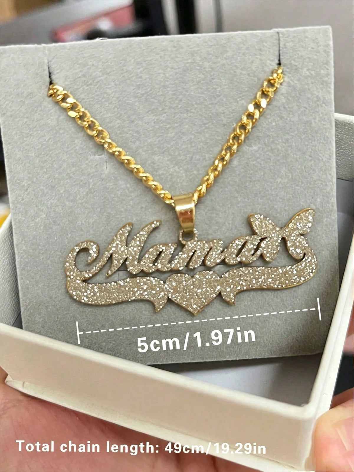 1pc Personalized Minimalist Matte DIY Customized Name Necklace Stainless Steel Neck Accessory, 18K Gold Plated With English Name Heart Shape, Butterfly Shape Women's Customized Thick Necklace, Girlfri