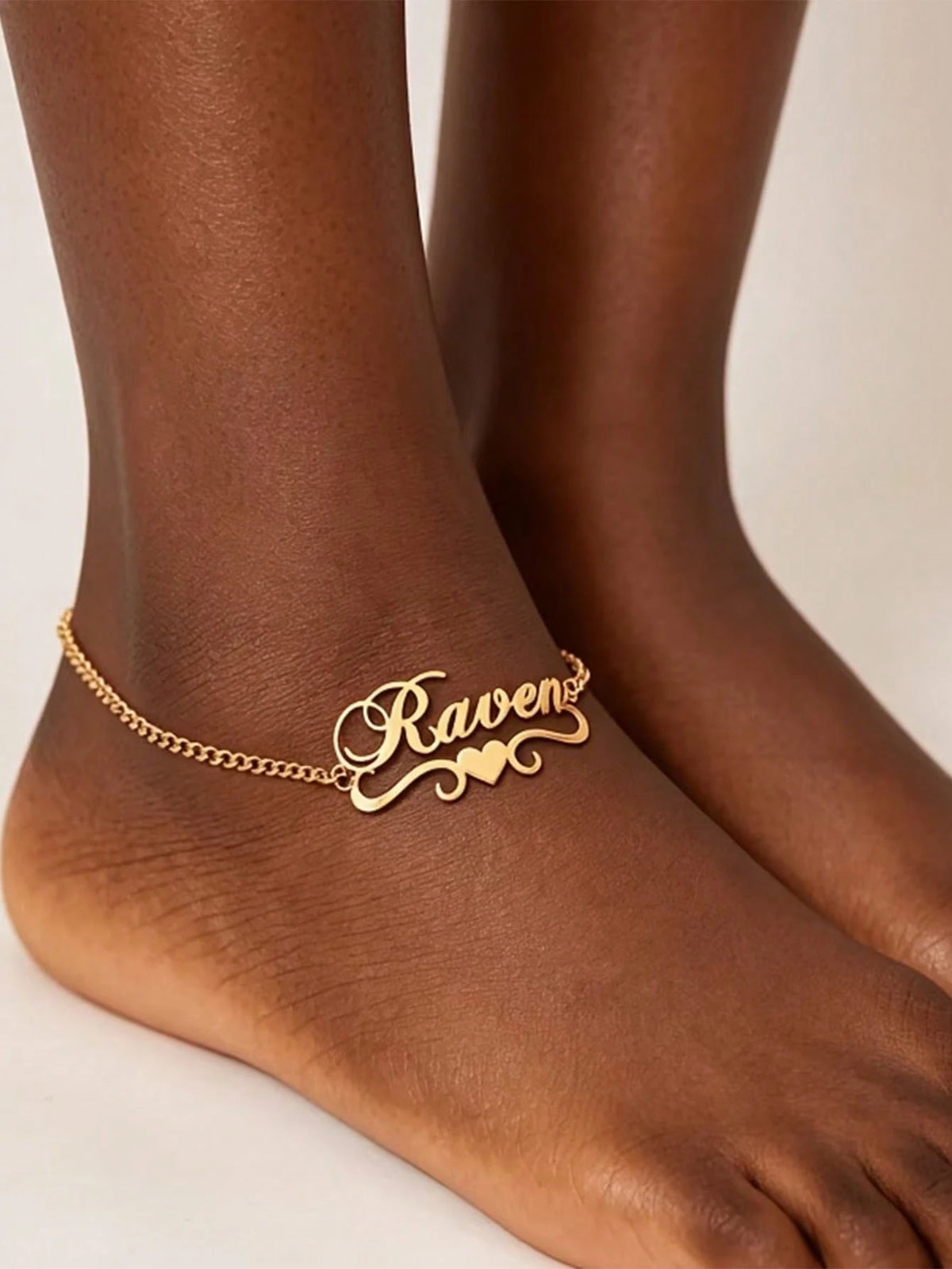 1PC Personalized Name Bracelet & Anklet, 2026 New Creative Cuban Chain Style Name Anklet Bracelet, Suitable For Vacation, Daily Wear, Holiday, Gift For Her, Women's Fashion Jewelry, Customized Persona