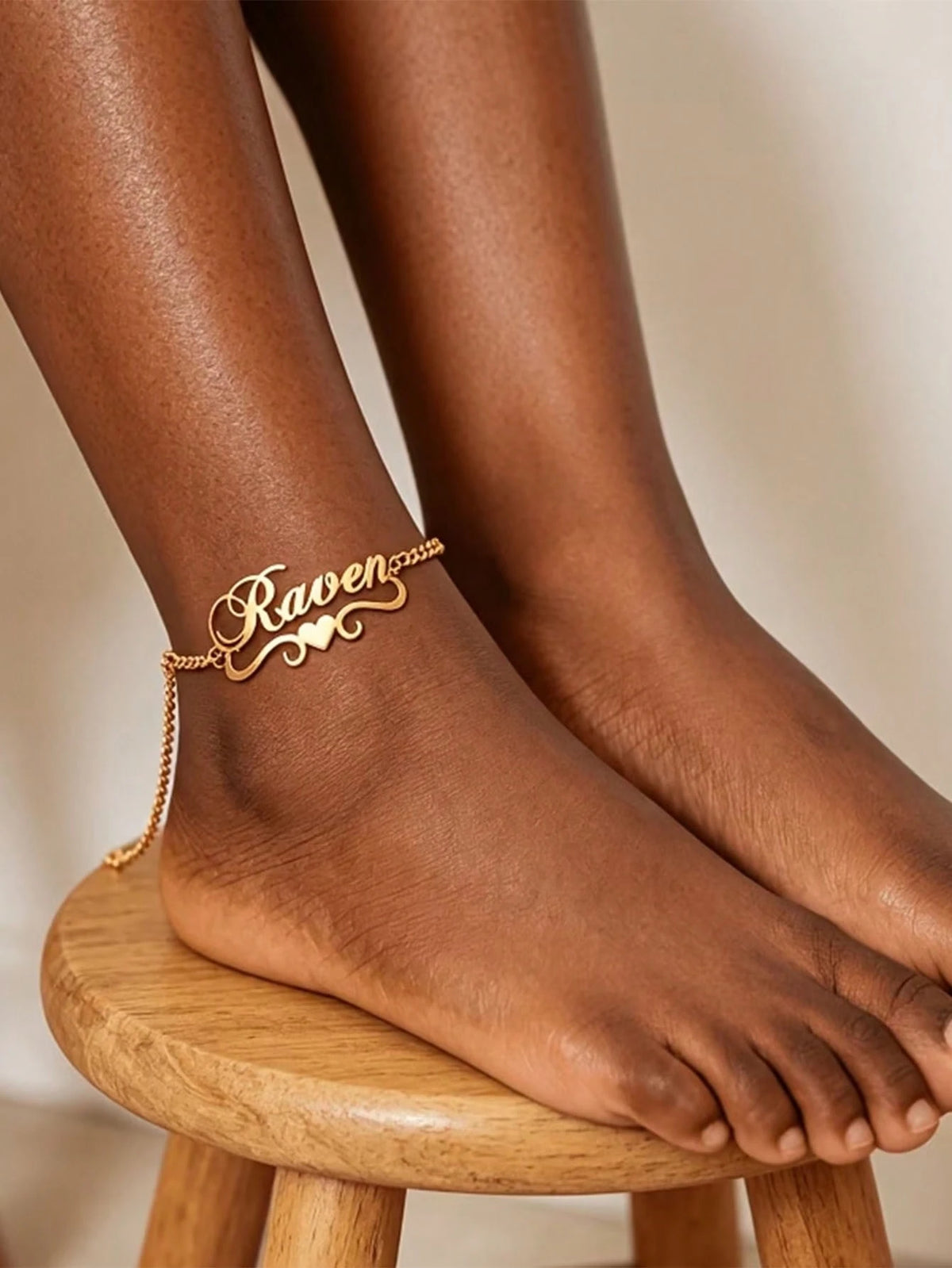 1PC Personalized Name Bracelet & Anklet, 2026 New Creative Cuban Chain Style Name Anklet Bracelet, Suitable For Vacation, Daily Wear, Holiday, Gift For Her, Women's Fashion Jewelry, Customized Persona