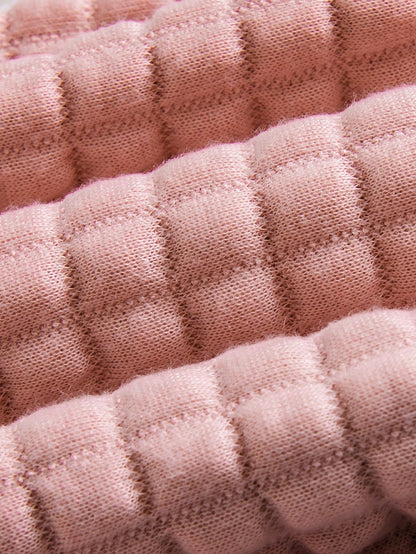 1pc Pink 3D Bunny Ear Design Cute Plush Infant One-Piece Pajamas, Suitable For Autumn/Winter