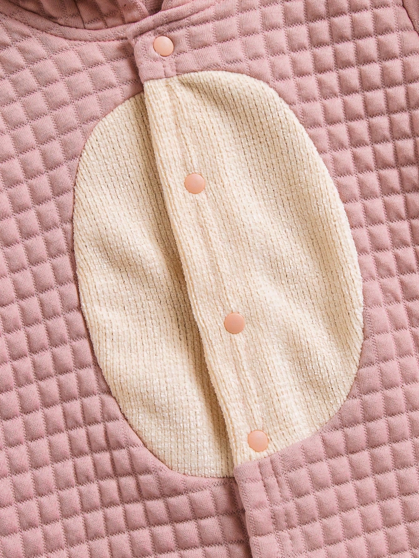 1pc Pink 3D Bunny Ear Design Cute Plush Infant One-Piece Pajamas, Suitable For Autumn/Winter