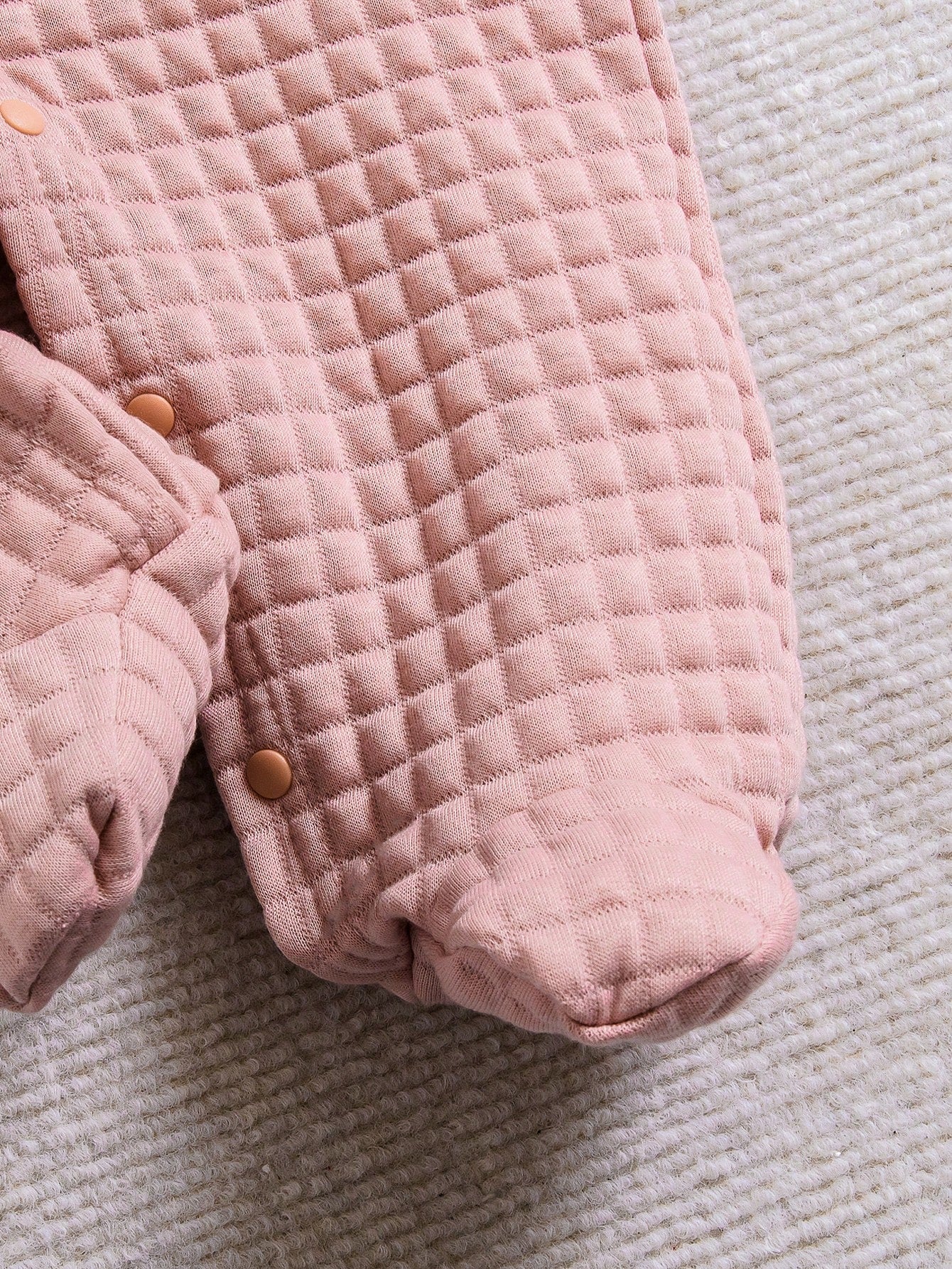 1pc Pink 3D Bunny Ear Design Cute Plush Infant One-Piece Pajamas, Suitable For Autumn/Winter