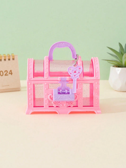 1pc Pink Girl's Makeup Box, Jewelry Box, Ornament Box, Vanity Case, Coin Purse