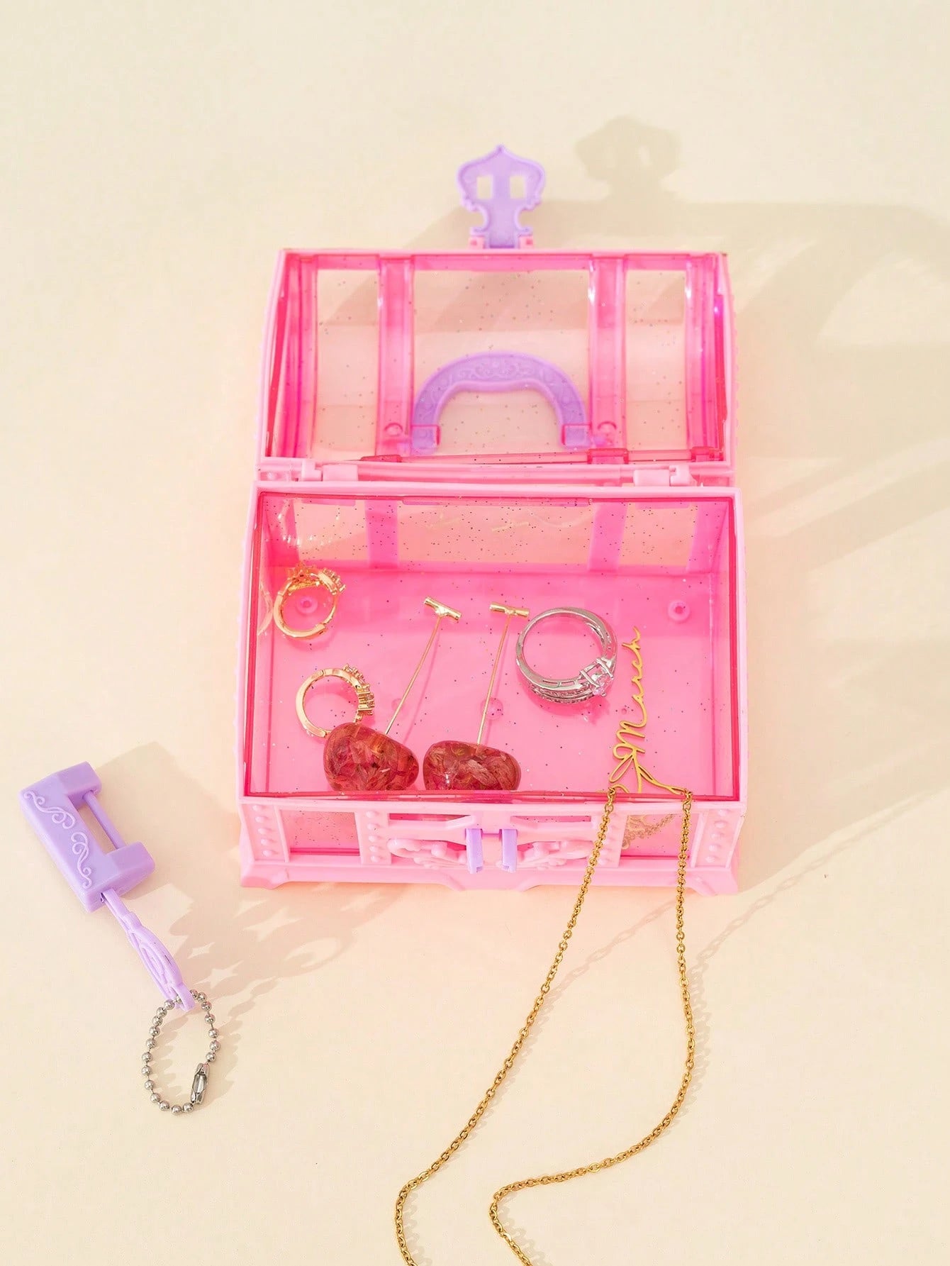 1pc Pink Girl's Makeup Box, Jewelry Box, Ornament Box, Vanity Case, Coin Purse