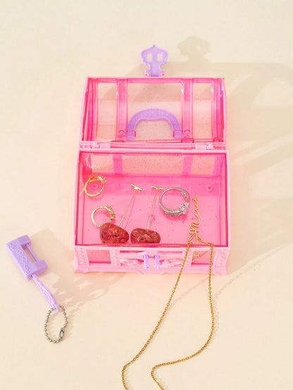 1pc Pink Girl's Makeup Box, Jewelry Box, Ornament Box, Vanity Case, Coin Purse
