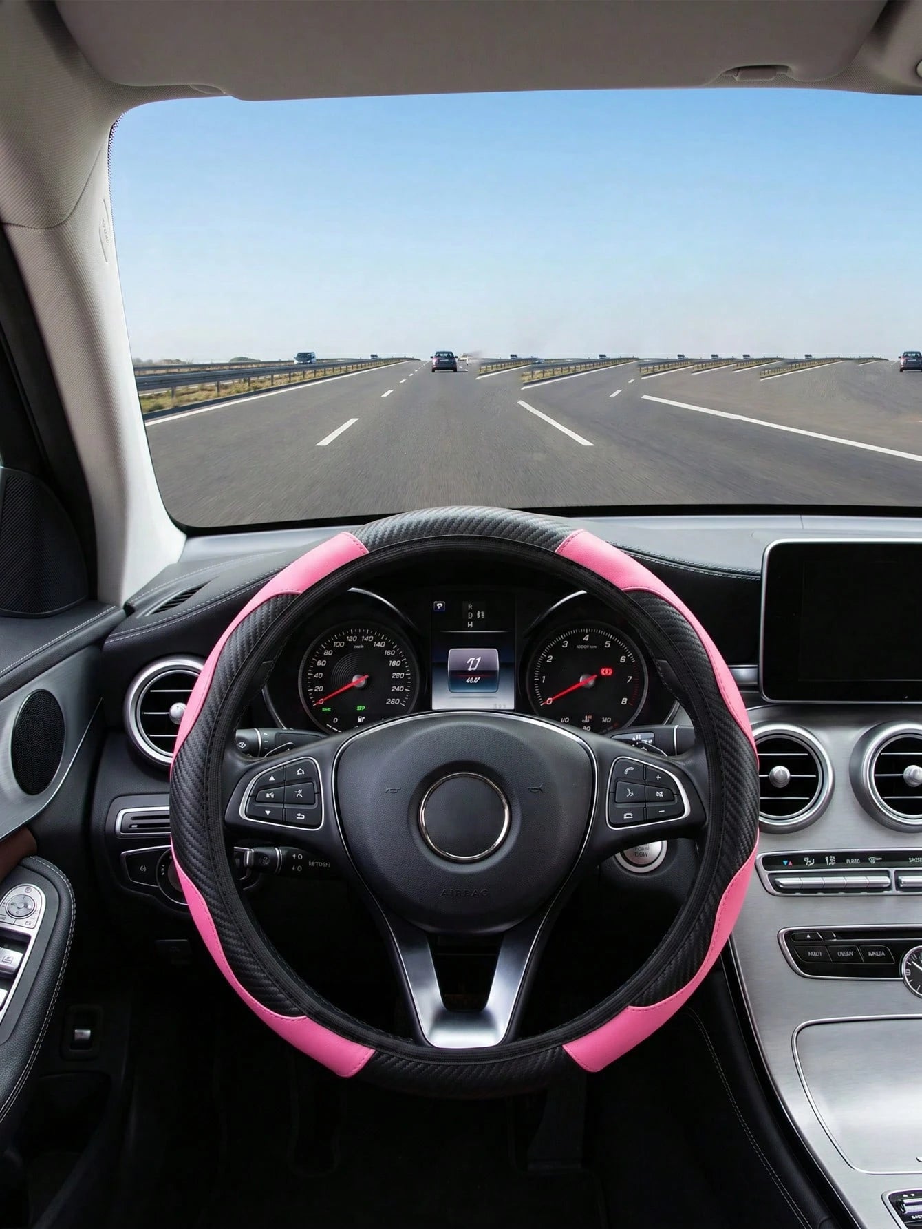 1pc Pink Non-Slip Steering Wheel Cover For All Seasons Automotive Car Seats & Accessories Steering Wheel Cover & Accs,Fits 14.5-15 Inch Wheel, Auto Interior Accessories,Unisex Car Women,Plush Shoulder