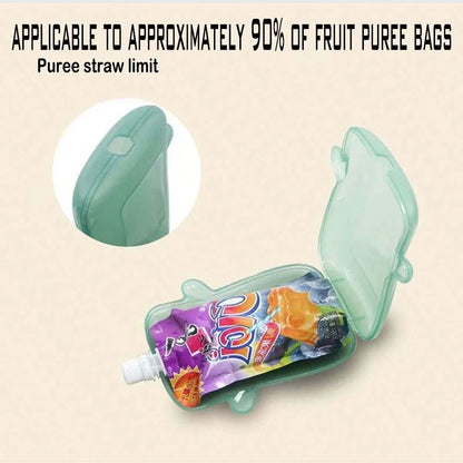 1pc Pink Squeeze-Proof Flipping Box, Anti-Squeeze Puree Box, Baby Feeding Tool, Translucent Squeeze-Proof Puree Box For Children To Eat Yogurt And Puree, Compatible With Most Fruit And Yogurt Bags On