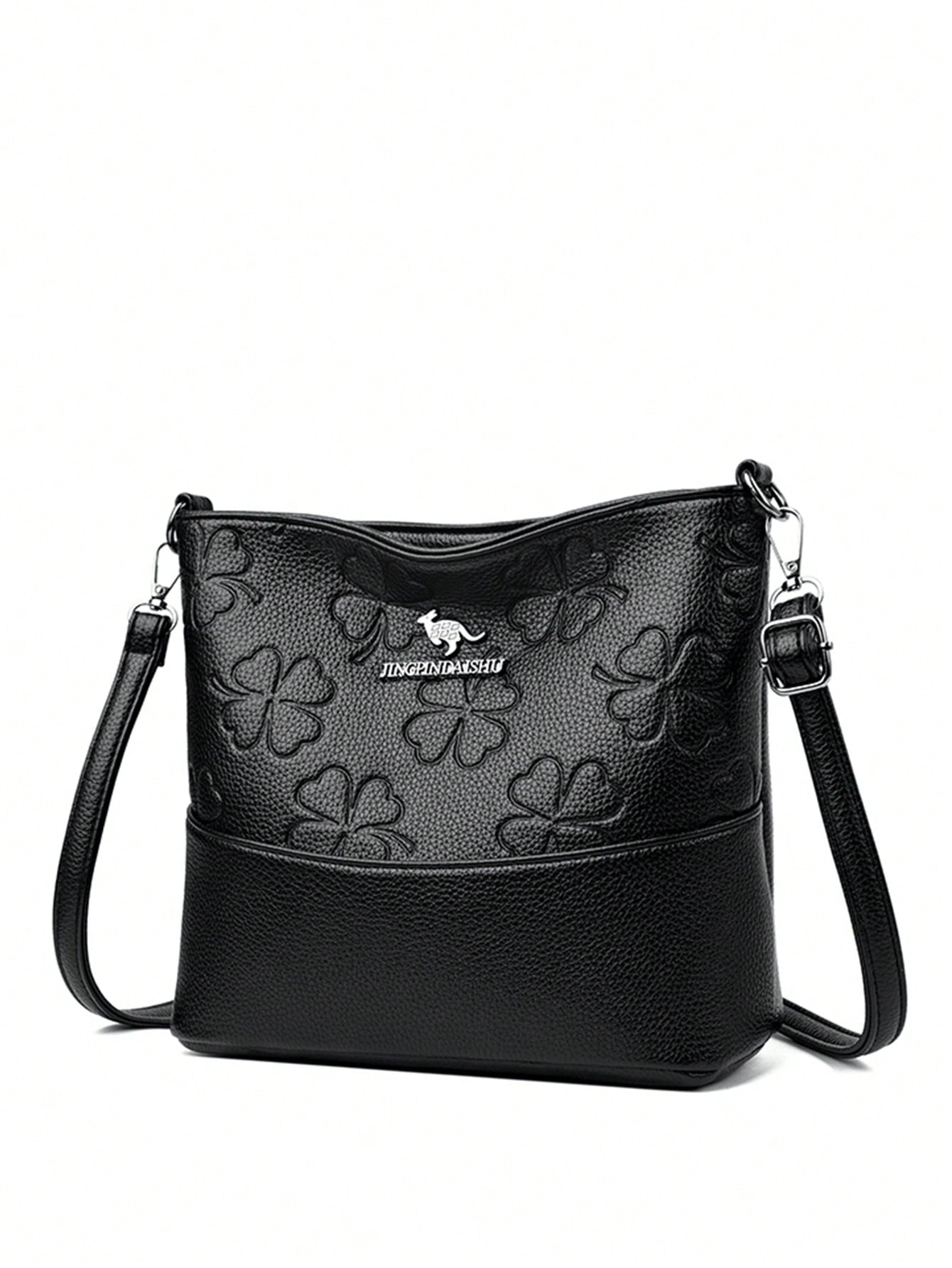 1pc Plain Color PU Leather Large Capacity Lightweight Messenger Bag With Metal Decor, Versatile Casual Crossbody Bag For Women