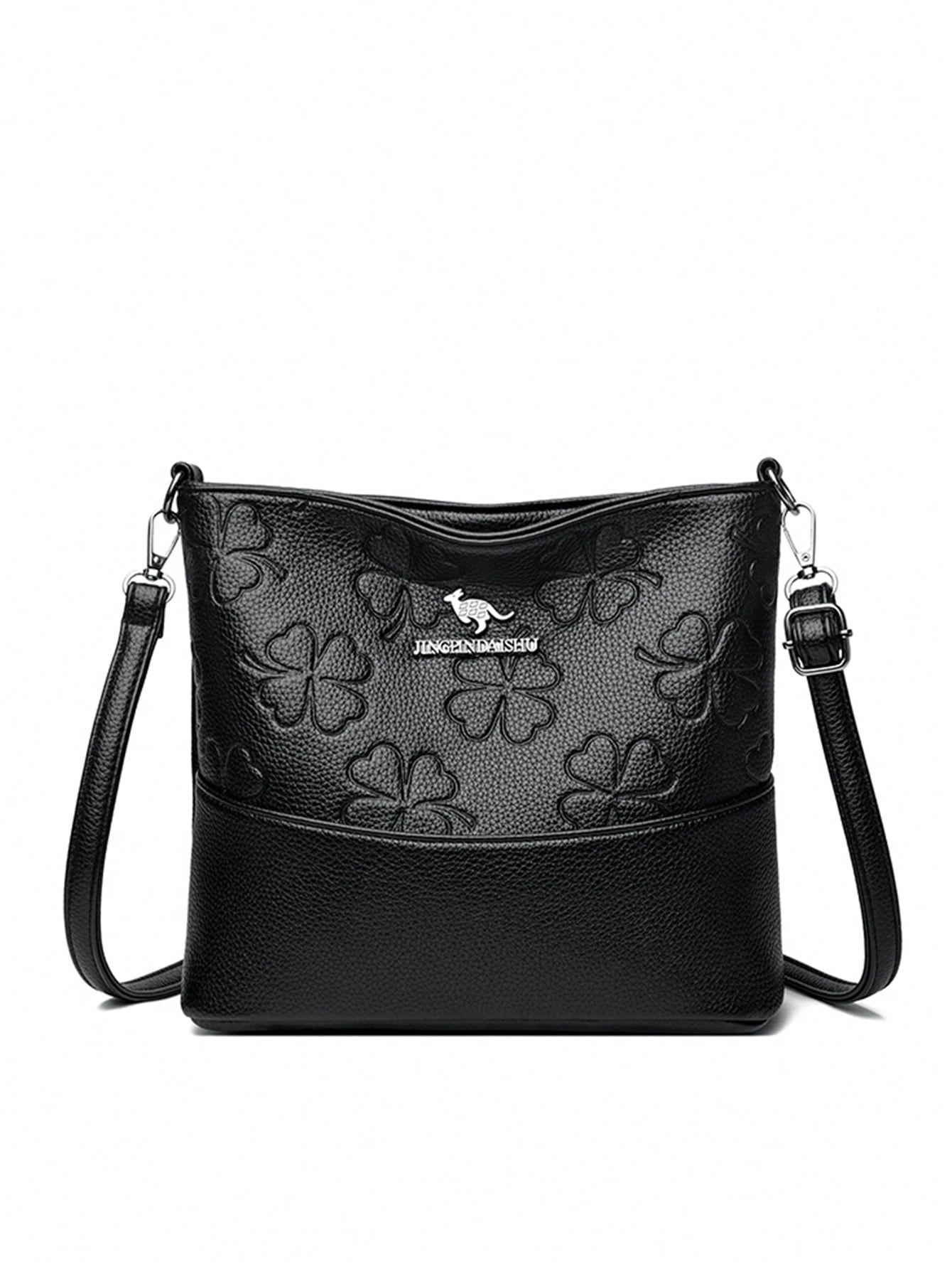 1pc Plain Color PU Leather Large Capacity Lightweight Messenger Bag With Metal Decor, Versatile Casual Crossbody Bag For Women