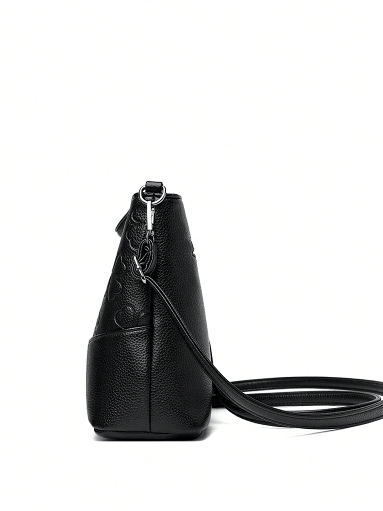 1pc Plain Color PU Leather Large Capacity Lightweight Messenger Bag With Metal Decor, Versatile Casual Crossbody Bag For Women