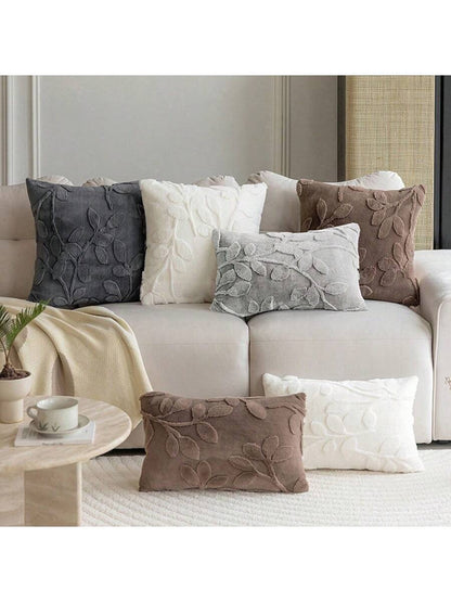 1pc Plush Embossed Pillowcase (Pillow Core Not Included), Simple Style Square Pillow Cover Suitable For Living Room And Bedroom, All Seasons