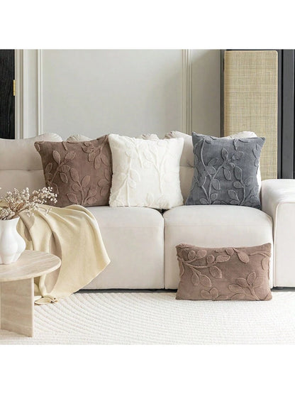 1pc Plush Embossed Pillowcase (Pillow Core Not Included), Simple Style Square Pillow Cover Suitable For Living Room And Bedroom, All Seasons