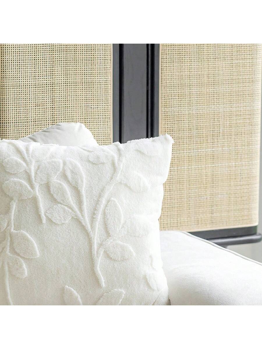 1pc Plush Embossed Pillowcase (Pillow Core Not Included), Simple Style Square Pillow Cover Suitable For Living Room And Bedroom, All Seasons
