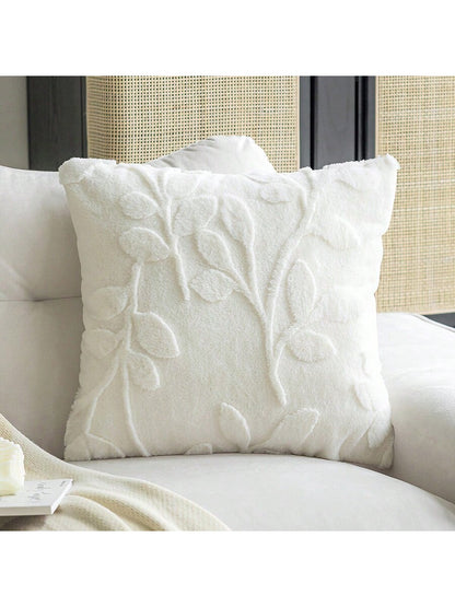 1pc Plush Embossed Pillowcase (Pillow Core Not Included), Simple Style Square Pillow Cover Suitable For Living Room And Bedroom, All Seasons