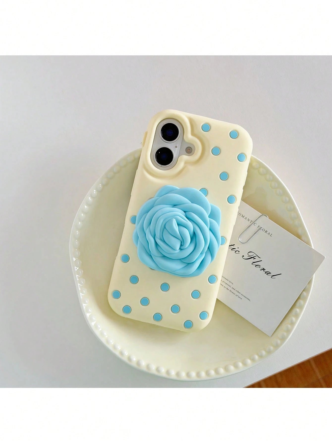 1pc Polka Dot Rose Flower Stand Shockproof Phone Case Compatible With IPhone 12 Pro Max/13/13 Pro/13 Pro Max/14/14 Pro/14 Pro Max/15/15 Pro/15 Pro Max/16/16 Pro/16 Pro Max/17/17 Pro/17 Pro Max