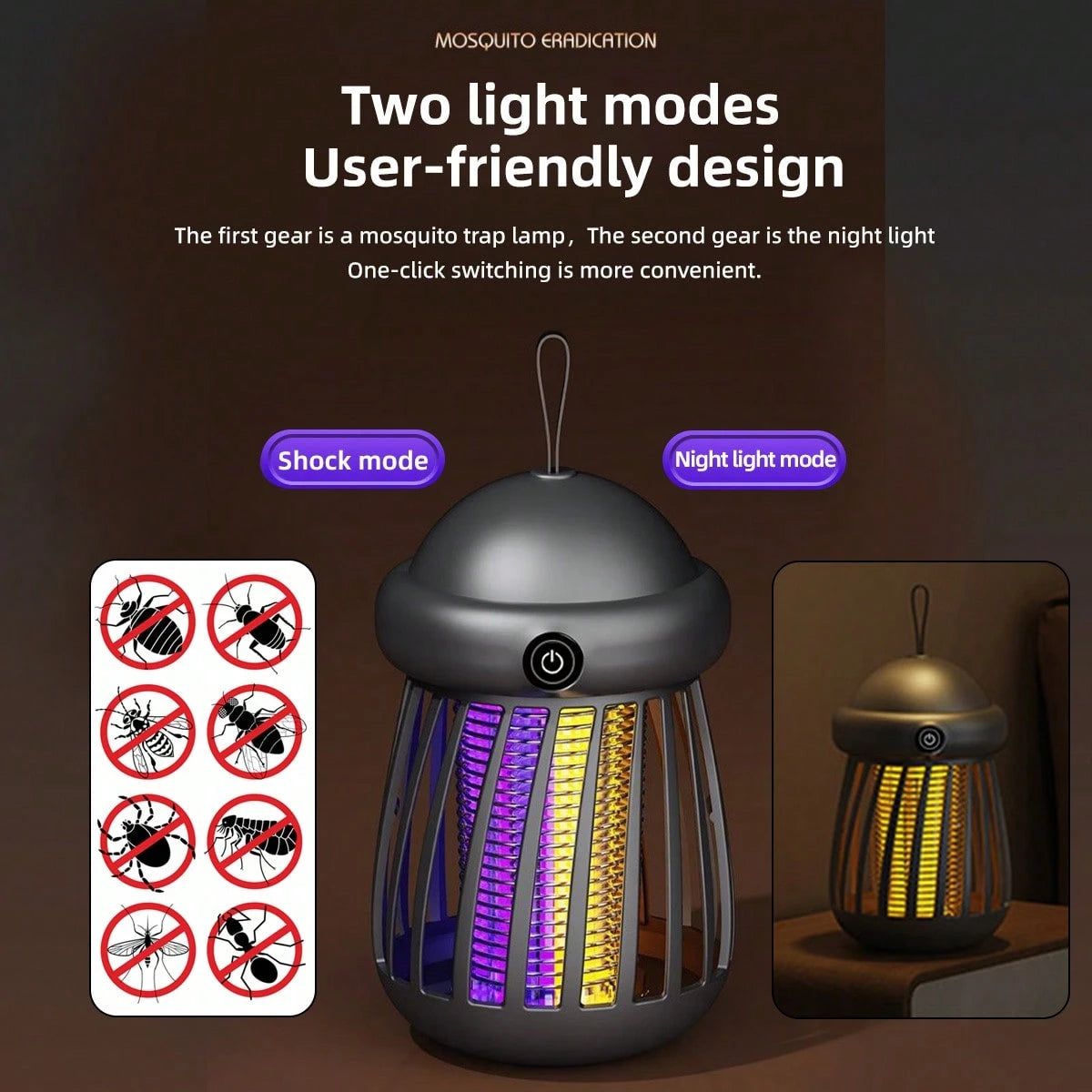 1pc Portable LED Camping Mosquito Repelling Light, Outdoor Rechargeable Lighting Lamp, Multi-Functional Emergency Light, LED Tent Lamp, Camping Accessories
