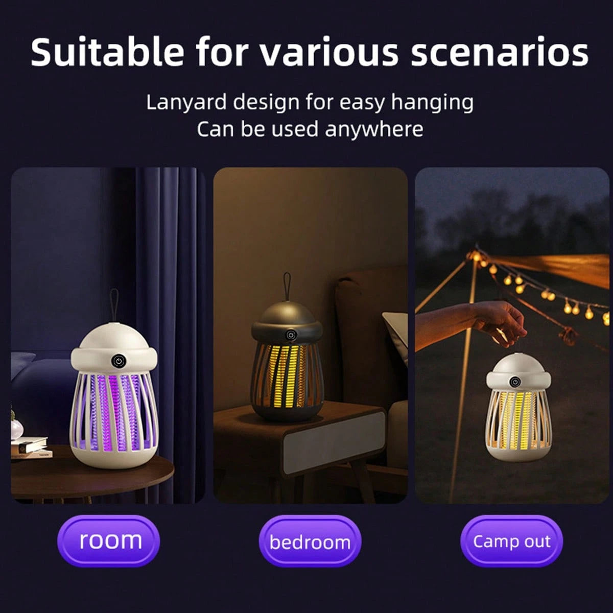 1pc Portable LED Camping Mosquito Repelling Light, Outdoor Rechargeable Lighting Lamp, Multi-Functional Emergency Light, LED Tent Lamp, Camping Accessories