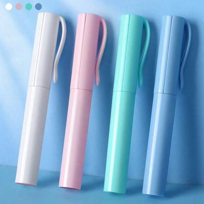 1pc Portable Pen Shaped Scissors With Safety Cap, Compact Stainless Steel Paper Cutter For Students, Creative Office School Stationery Supplies, Fits In Pencil Case