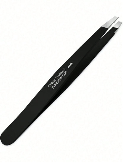 1pc Professional Stainless Steel Precision Tweezers, Odorless High Accuracy Grip, Suitable For Facial Hair, Thorns, Follicular Keratosis- Eyebrow, Chin And Body Hair Removal- Black
