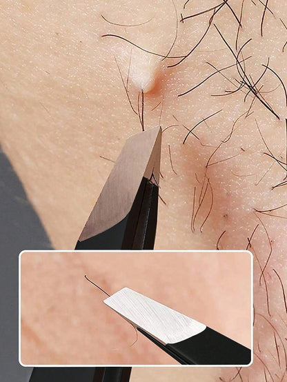 1pc Professional Stainless Steel Precision Tweezers, Odorless High Accuracy Grip, Suitable For Facial Hair, Thorns, Follicular Keratosis- Eyebrow, Chin And Body Hair Removal- Black