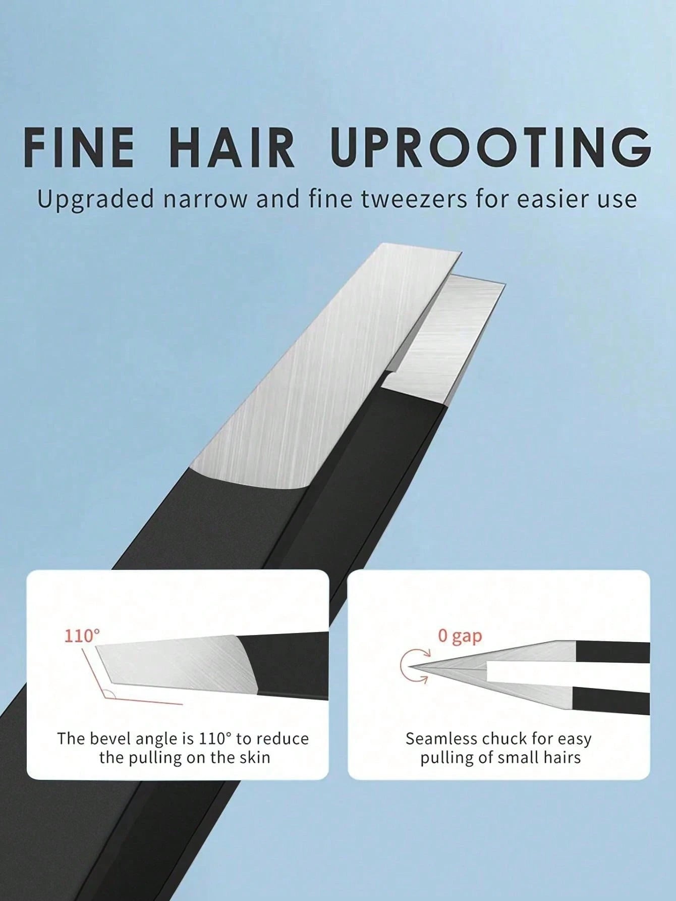 1pc Professional Stainless Steel Precision Tweezers, Odorless High Accuracy Grip, Suitable For Facial Hair, Thorns, Follicular Keratosis- Eyebrow, Chin And Body Hair Removal- Black