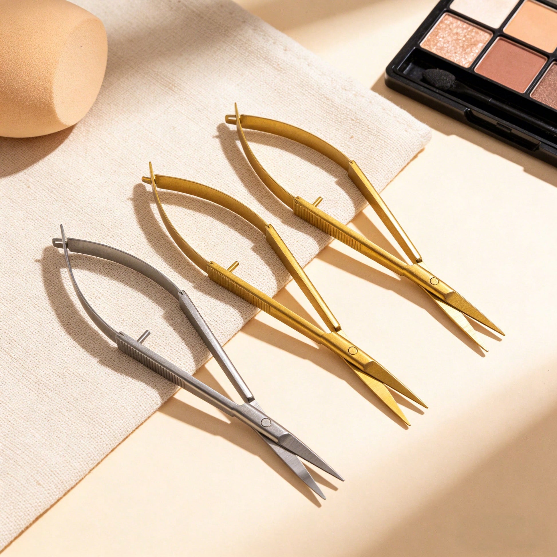 1pc Professional Stainless Steel Spring Action Eyebrow Scissors Precision Facial Hair Trimmer Cuticle Nipper Ergonomic Makeup Grooming Beauty Tool