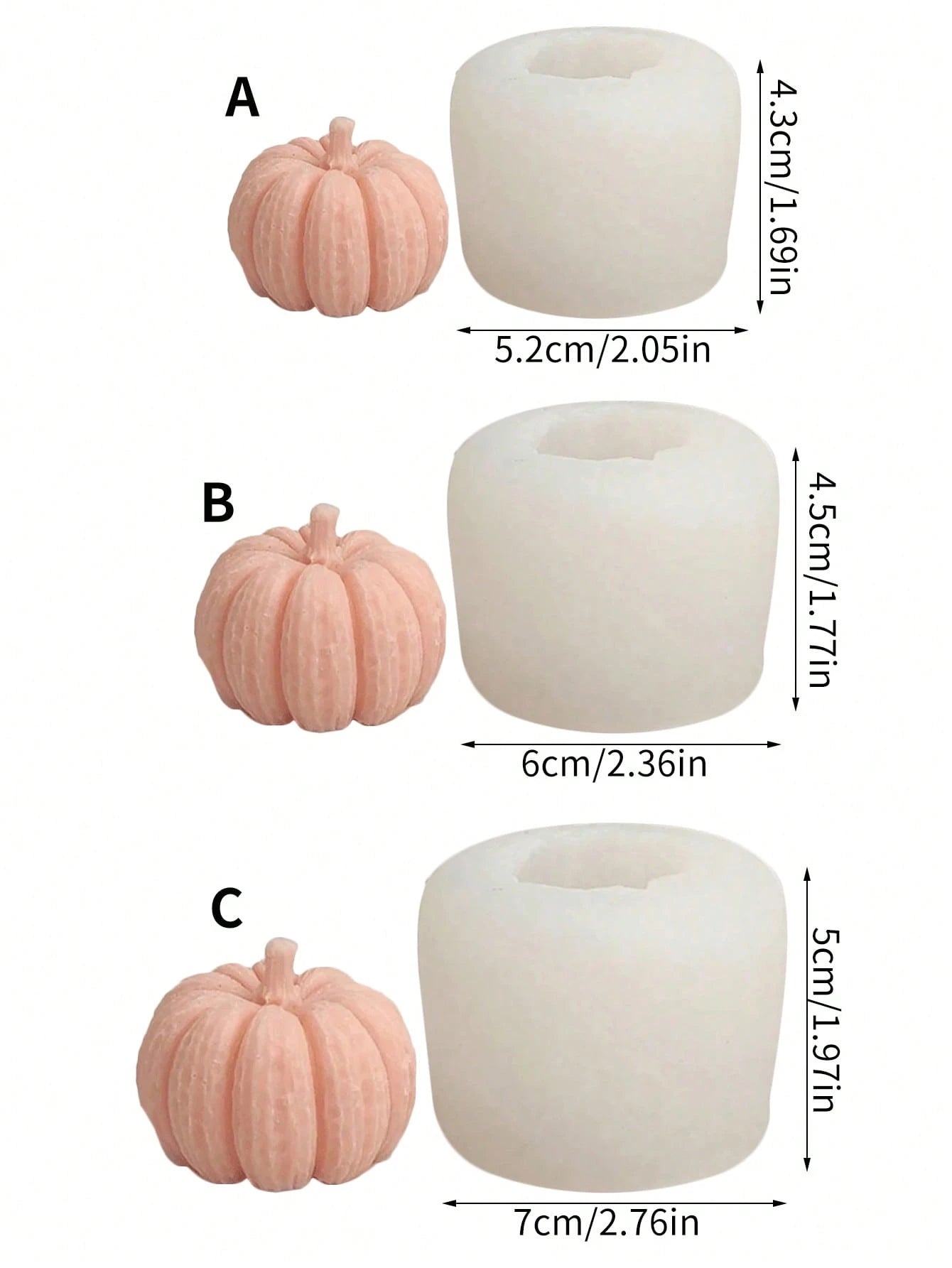 1pc Pumpkin Shaped Silicone Mold Set (Large, Medium, Small), For Making Candles, Plaster, Soap, Also Suitable For Party Decoration