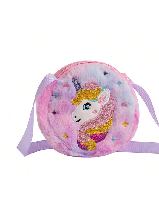 1pc Purple Unicorn Shaped Cross Body Bag