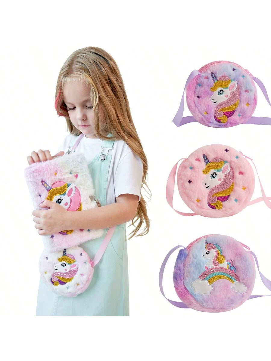 1pc Purple Unicorn Shaped Cross Body Bag