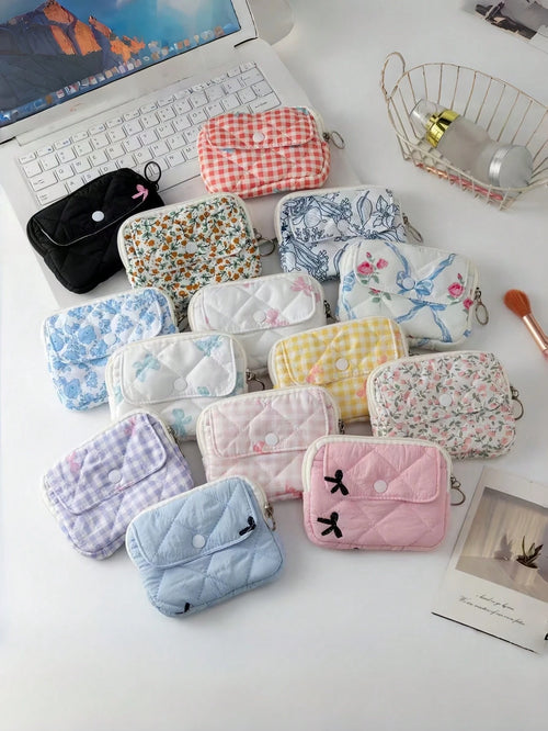 1Pc Quilted Camera Bag CCD Storage Bag Camera Case Mini Cute Square Cosmetic Bag Camera Dust Proof Storage Bag Camera Pouch Women Lipstick Sanitary Napkins Storage Pouch Small Makeup Zipper Bags Coin