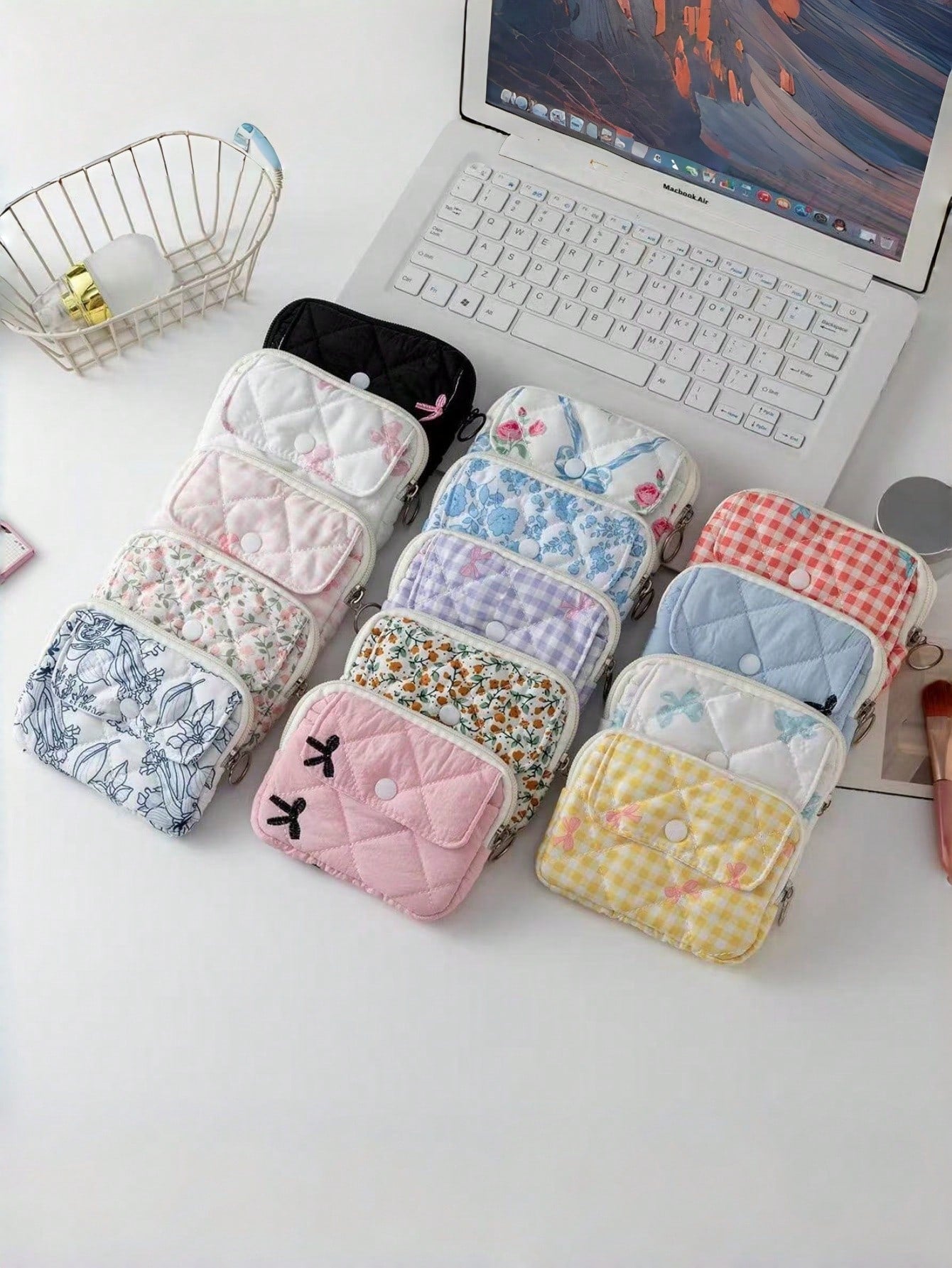 1Pc Quilted Camera Bag CCD Storage Bag Camera Case Mini Cute Square Cosmetic Bag Camera Dust Proof Storage Bag Camera Pouch Women Lipstick Sanitary Napkins Storage Pouch Small Makeup Zipper Bags Coin
