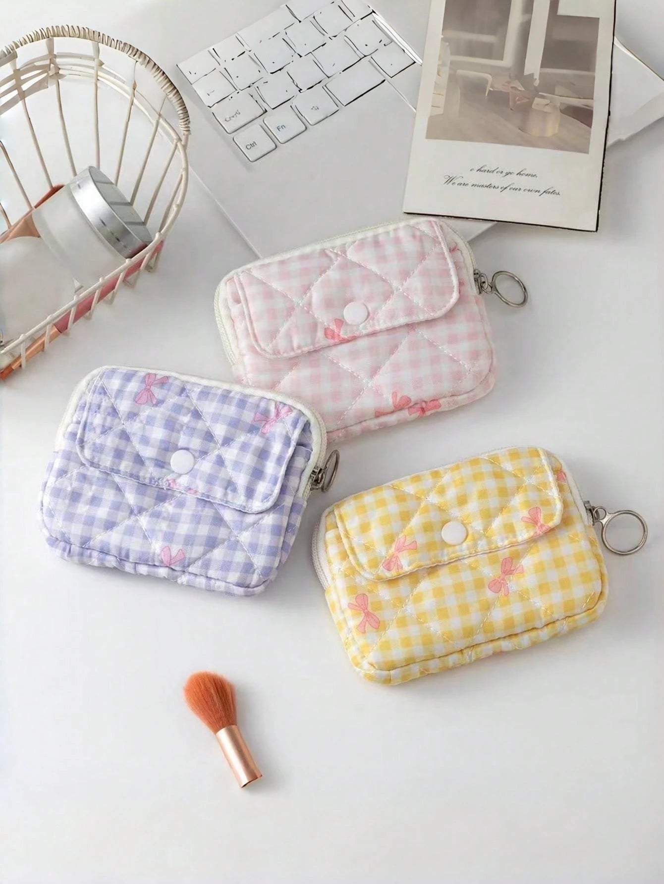 1Pc Quilted Camera Bag CCD Storage Bag Camera Case Mini Cute Square Cosmetic Bag Camera Dust Proof Storage Bag Camera Pouch Women Lipstick Sanitary Napkins Storage Pouch Small Makeup Zipper Bags Coin