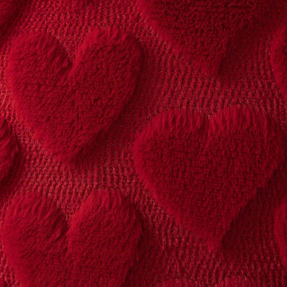 1pc Red Heart Plush Throw Pillow Cover, Soft Sofa Cushion Cover, Suitable For Living Room, Bedroom, Sofa, Home Decor