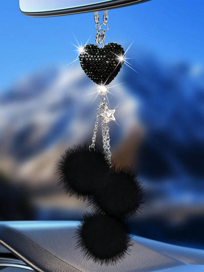1pc Rhinestone Butterfly Pendant Car Rearview Mirror Decoration, Women's Car Accessory