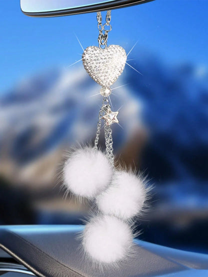 1pc Rhinestone Butterfly Pendant Car Rearview Mirror Decoration, Women's Car Accessory