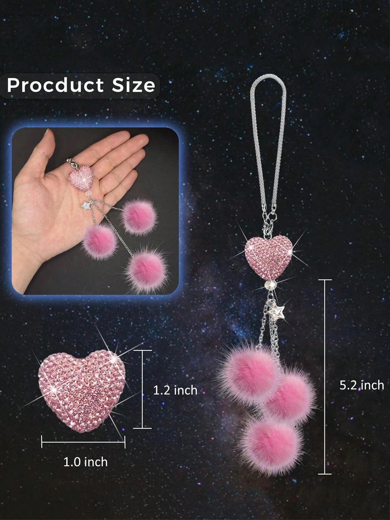 1pc Rhinestone Butterfly Pendant Car Rearview Mirror Decoration, Women's Car Accessory