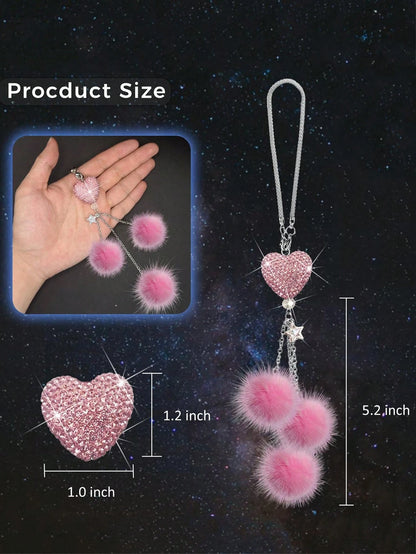 1pc Rhinestone Butterfly Pendant Car Rearview Mirror Decoration, Women's Car Accessory