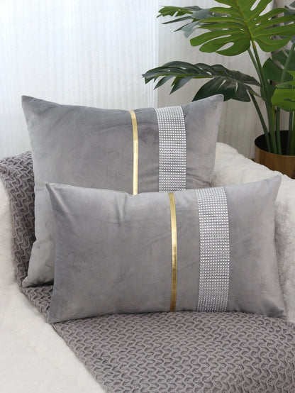 1pc Rhinestone Decor Cushion Cover Without Filler, Modern Throw Pillow Case For Sofa, Home Decor