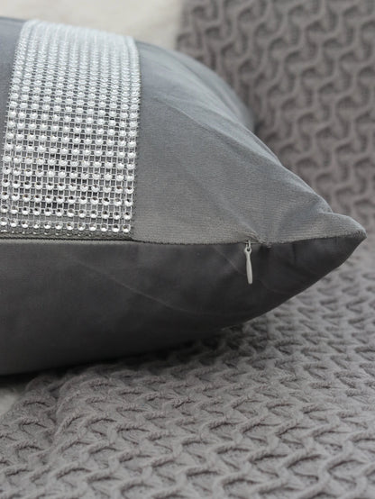 1pc Rhinestone Decor Cushion Cover Without Filler, Modern Throw Pillow Case For Sofa, Home Decor