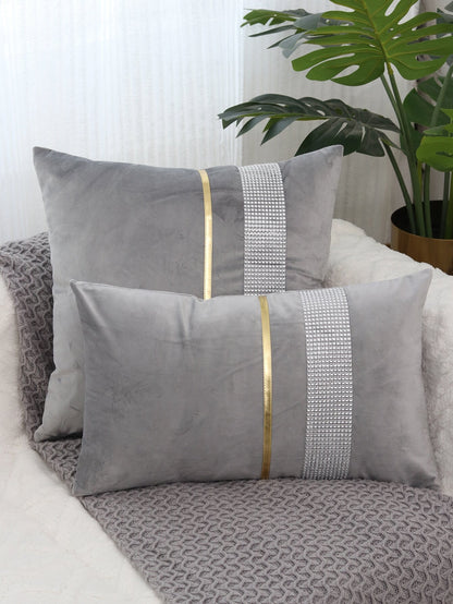 1pc Rhinestone Decor Cushion Cover Without Filler, Modern Throw Pillow Case For Sofa, Home Decor