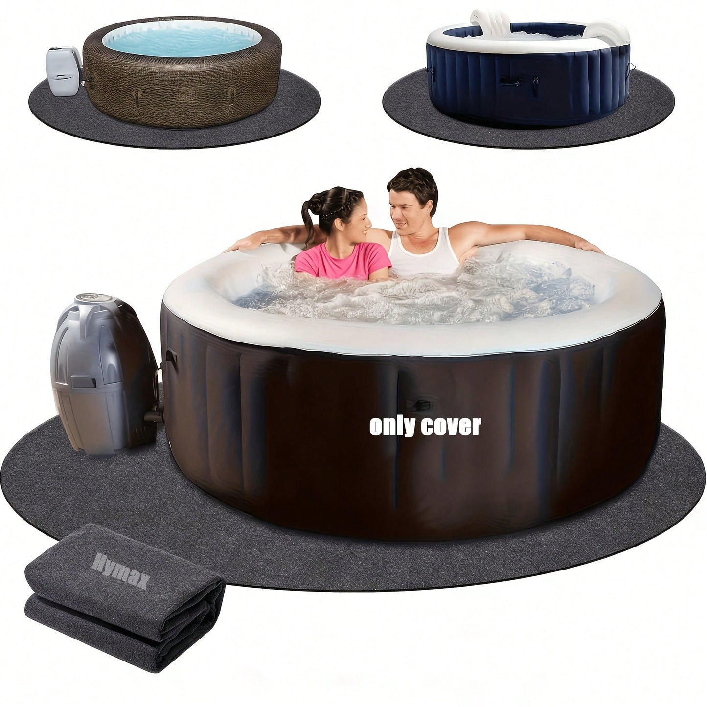 1pc Round Hot Tub Mat- Anti-Slip, Waterproof Backing, Reusable & Washable Outdoor Pool Protector For Above Ground Pools Hot Tub Accessories Pool Covers For Above Ground Swimming Pool