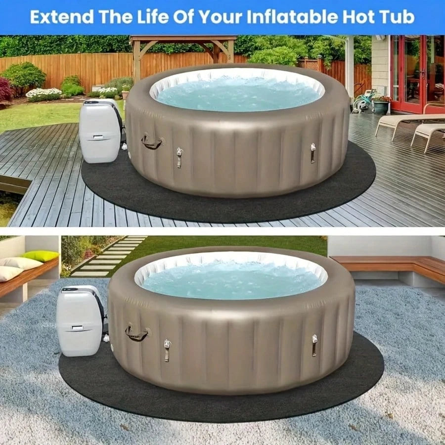 1pc Round Hot Tub Mat- Anti-Slip, Waterproof Backing, Reusable & Washable Outdoor Pool Protector For Above Ground Pools Hot Tub Accessories Pool Covers For Above Ground Swimming Pool