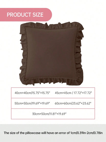 1pc Ruched Quilted Pillow Cover- Polyester Velvet Fabric Romantic French Style Ruffle Pillow Sham (Pillow Insert Not Included), Envelope Closure, Wrinkle Resistant, Machine Washable, OEKO-TEX Certifi