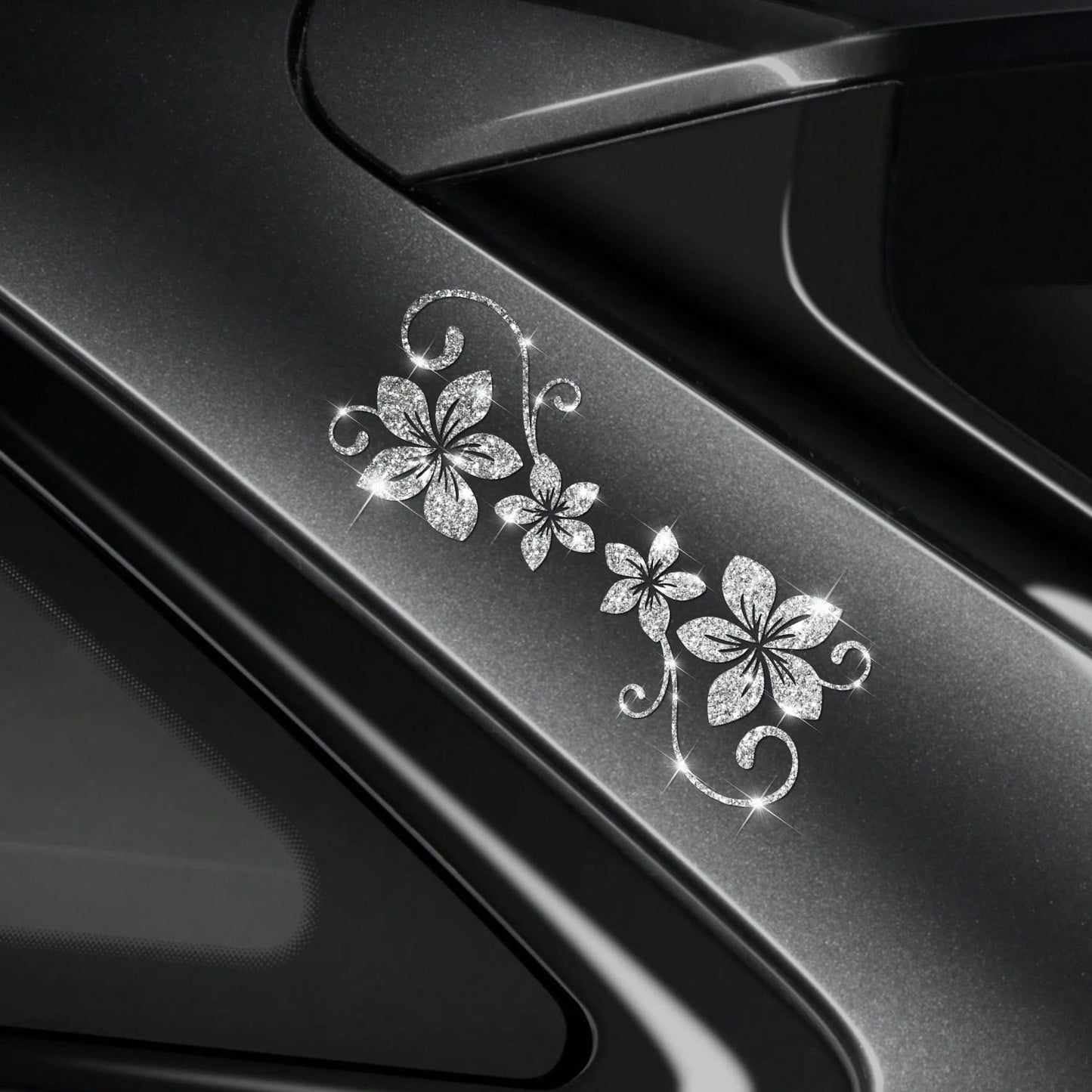 1pc Shiny Vine Floral Car Sticker, Plant & Flower Pattern, Self-Adhesive, No Residue, Easy To Install, Suitable For Cars, Trucks, Motorcycles, Glass Windows, Laptops, Plant Lovers, Etc.