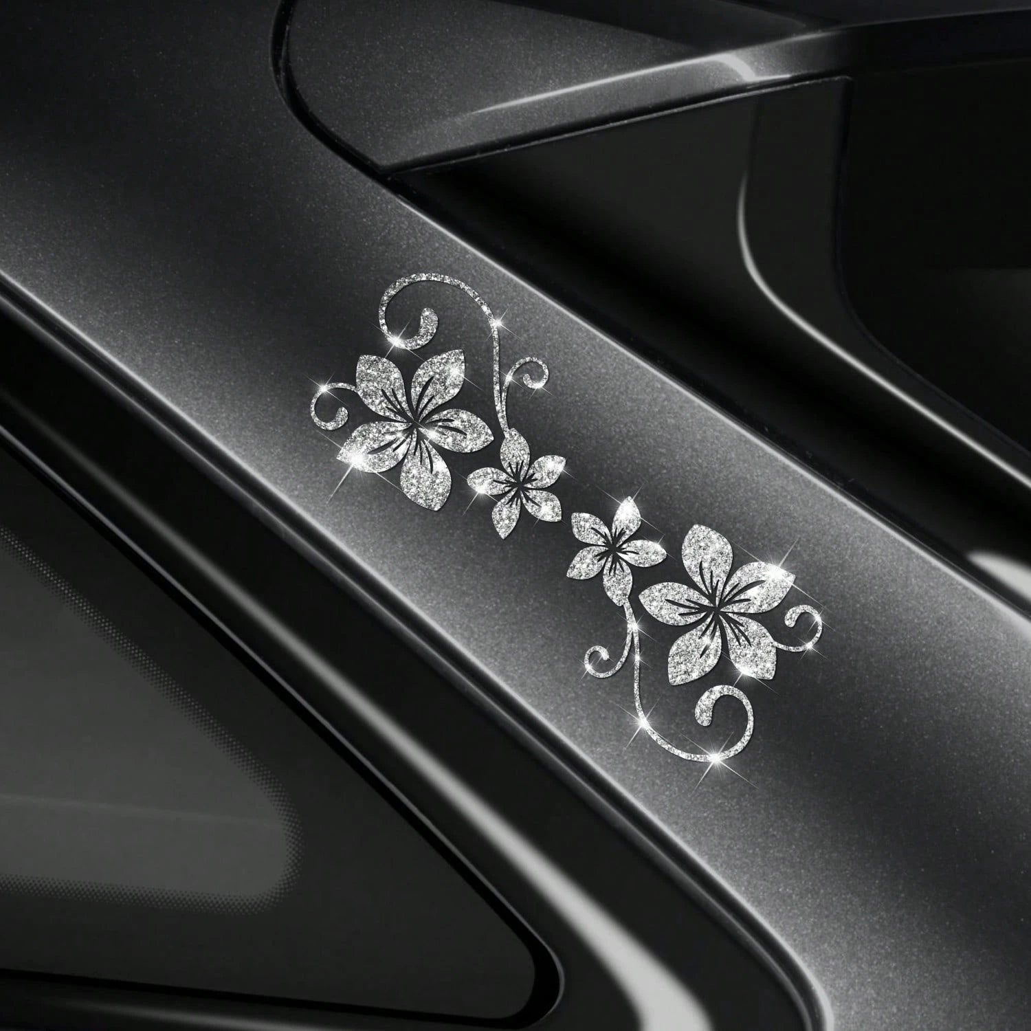 1pc Shiny Vine Floral Car Sticker, Plant & Flower Pattern, Self-Adhesive, No Residue, Easy To Install, Suitable For Cars, Trucks, Motorcycles, Glass Windows, Laptops, Plant Lovers, Etc.
